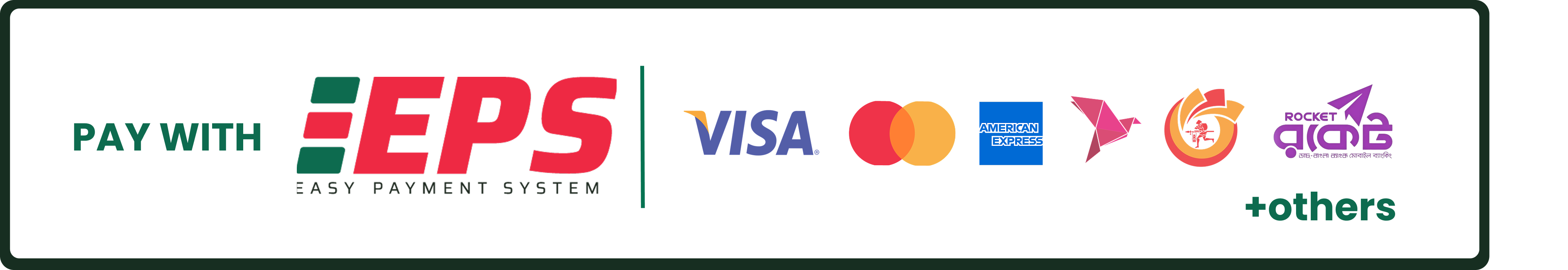 Pay with EPS using Visa, Mastercard, American Express, bKash, Rocket, Nagad, and other supported methods